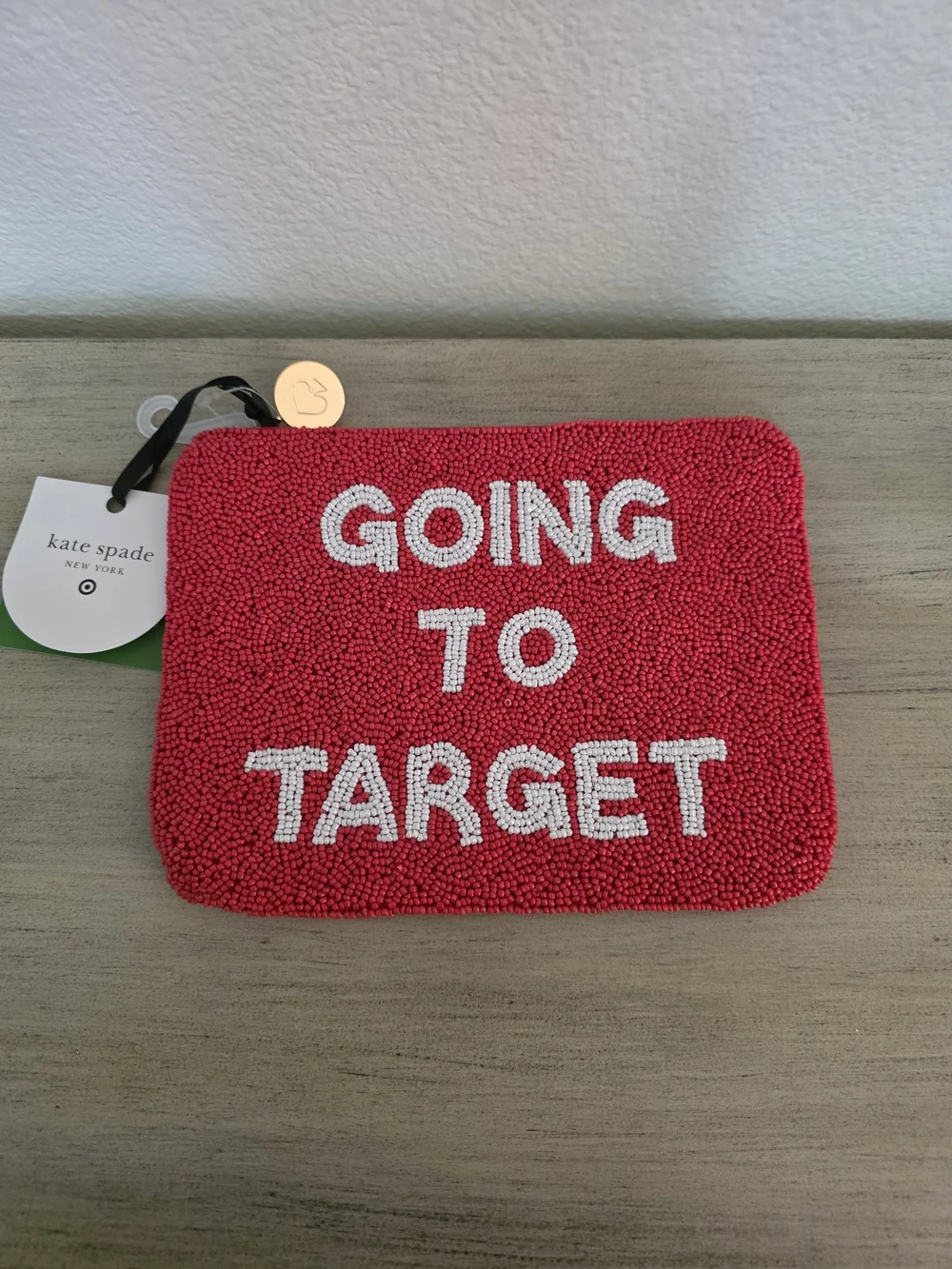 kate spade red beaded 'Going to Target' pouch
